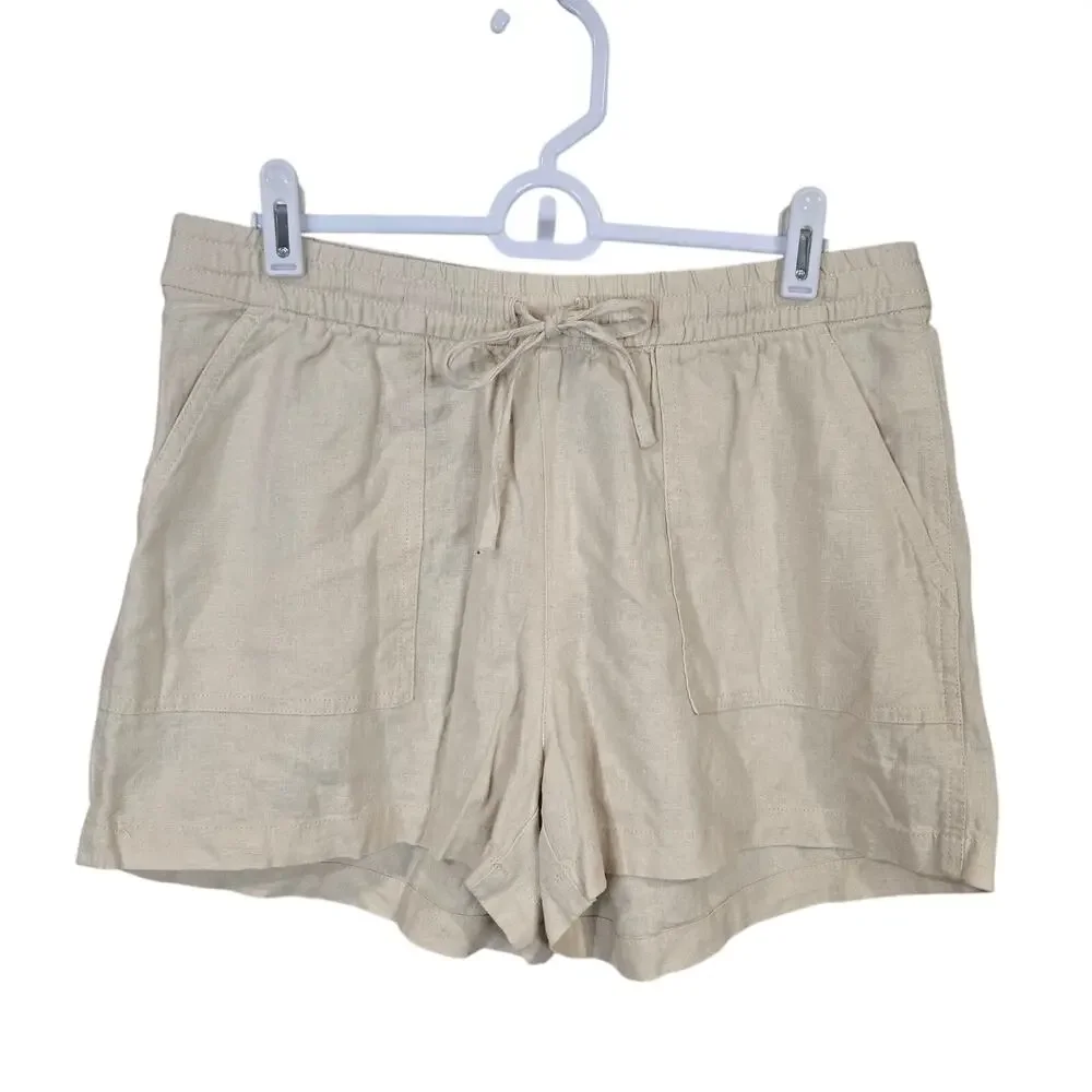 NEW NWT Women's J. Crew Cream Linen Blend Pull On Shorts | Size Small